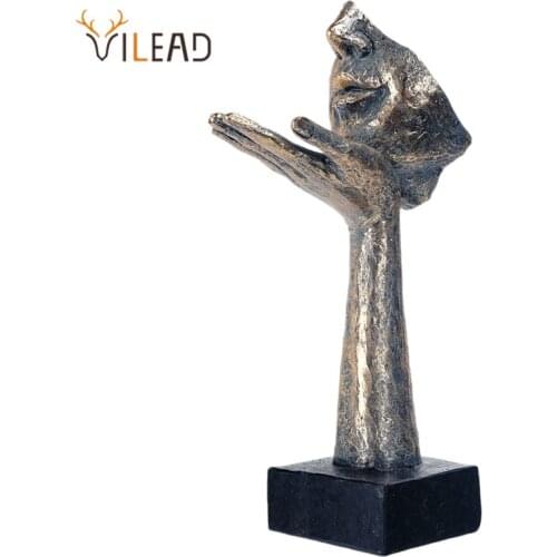 VILEAD Resin Hand Rest Mask Statue Nordic Couple Kissing Figurines Porch Office Decoration Home Accessories Valentines Day Gift
