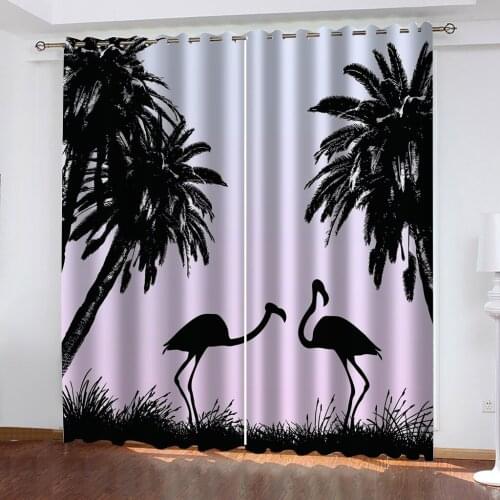 High quality custom 3d curtain fabric black beach curtains 3D Curtain Printing Blockout Polyester