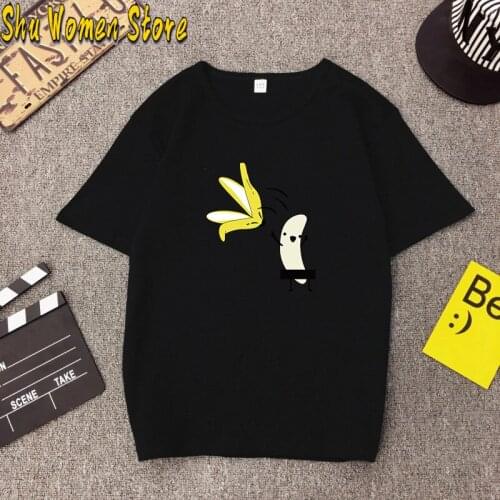Hillbilly New Casual Summer Tops 2021 T Shirt Women Cotton T-Shirt Banana Cartoon Print Short Sleeve Funny Cute Tee Tshirt Fema
