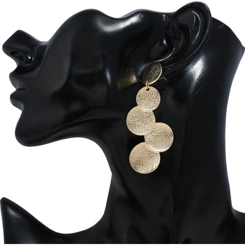 2020 Fashion Earrings Gold Drop Earrings For Women Round Geometric Earring Long Brincos Ethnic Vintage Wedding Party Jewelry