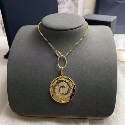 S925 sterling silver summer new galaxy necklace female fashion golden yellow interstellar circle clavicle chain holiday gift