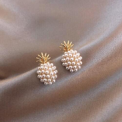 ZOSHI Fashion Pearl Stud Earrings for Women Cute Mini Pineapple Earrings Female Fashion Jewelry Wedding Party Earring