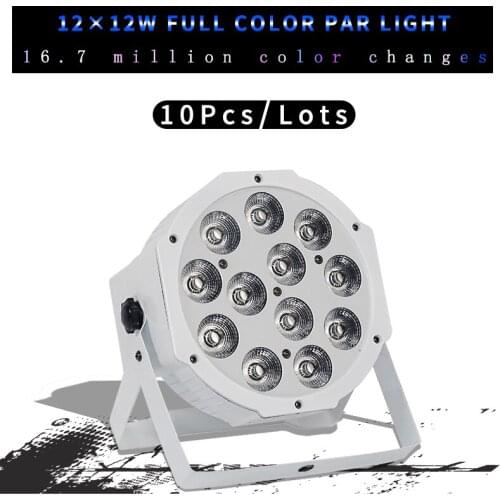 10Pcs/lots Led Par Light White Shell 12x12w RGBW 4 in 1 Stage Lighting Wall Washer 12*12w Flat Par Light