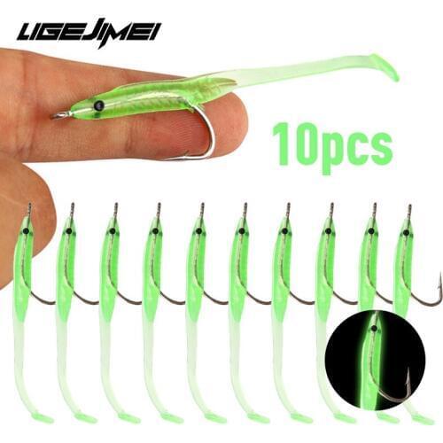 10pcs Fishing Lure Iscas Artificiais Softbait With Fishing Hook Glow In The Dark 70mm 1g Fishing Lure Set Sea Wobler Fish Bait