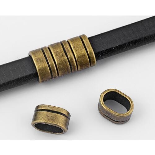 20pcs Antique Bronze Slide beads Spacer Fit 10*6mm Licorice Leather DIY Jewelry findings material
