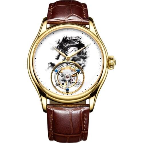 2021 Limited Edition Dragon Men Tourbillon Watches Hand Wind Movement Clock Mechanical Wrist Watch Mens 40 Hours Energy Storage