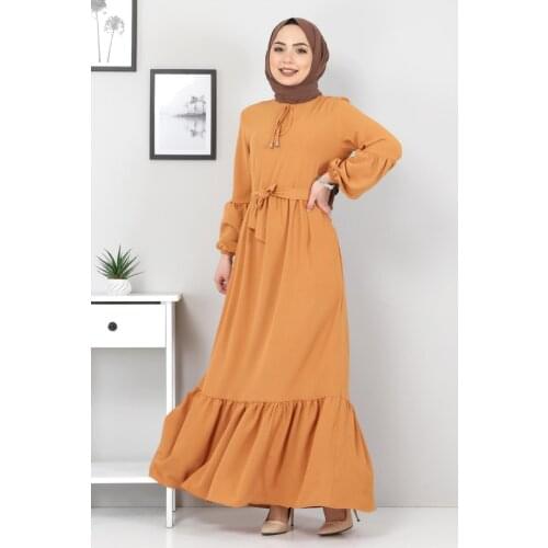 Balon Kol Ayrobin Elbise TSD1105 Turuncu