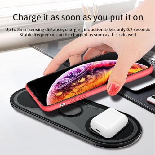 Three-in-one Wireless Charger, Fast Charging, Multi-function, Ultra-thin, Suitable for Mobile Phones + Apple Watch + Earphones