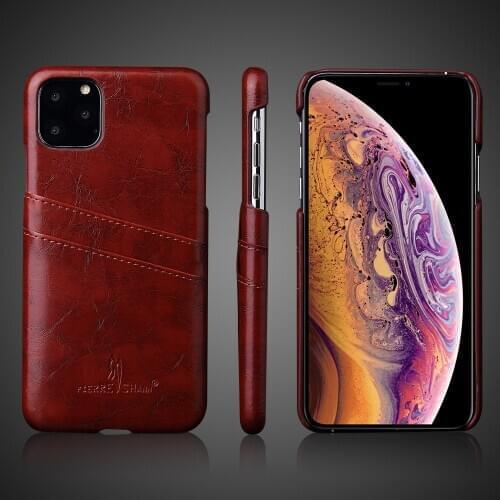 Case for iPhone 11 Pro Max 12 XS XR 7 8 Plus SE2020 Oil-wax Genuine Leather with Card Slots New Back Cover High Quality Original
