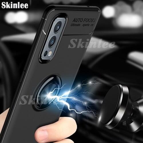 Skinlee Case For OnePlus Nord 2 5G Business Style with Finger Ring Magnetism Holder Phone Case For One Plus Nord CE N200 Cover