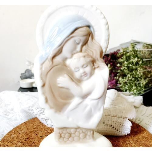 The Catholic Ceramic Virgin Holds Jesus Catholicism Table Ornament Holy Things Virgin Mary Madonna Christ Child High 15cm
