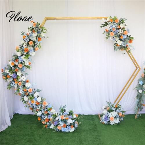 Flone Hexagon Wedding arch decoration Hexagonal backdrop stand wedding christmas metal flower arch door mariage weddings