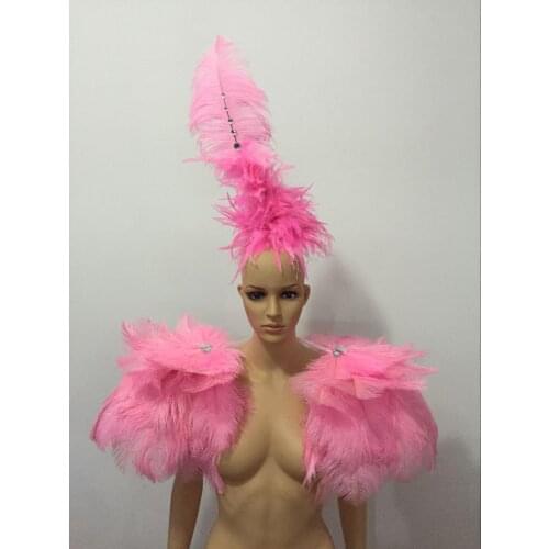Carnival feather headwear for girls party dancing performance female clothes bow hair headdress dance feather headpiece costume