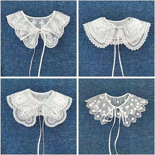 Floral Embroidery Fake Collar Butterfly Shape False Collar Breathable Summer Faux Collar Necklace Shirt Collar Shawl