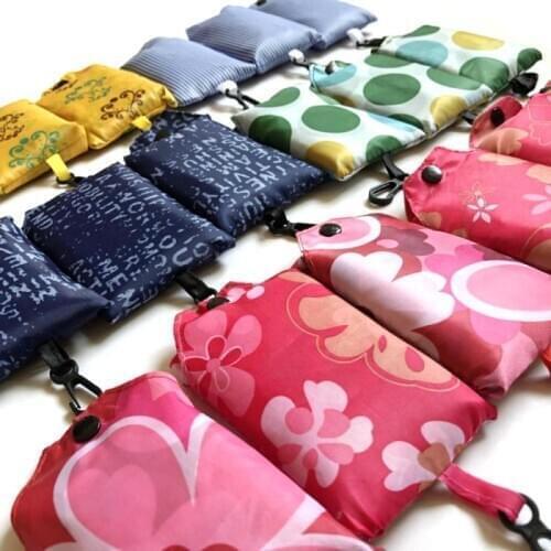 Pocket Square Shopping Bag Eco-friendly Folding Reusable Portable Shoulder Handbag Polyester for Travel Grocery Bags