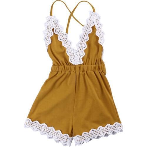 Newborn Kids Baby Girls Halter Lace Romper sling One-pieces Clothes