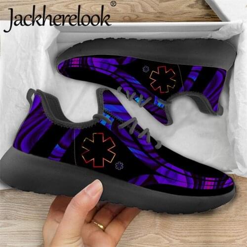 Jackherelook Paramedic EMT EMS Pattern Lightweight Shoes Women Breathable Flats Sneaker Female Lace Up Footwear Zapatillas Mujer