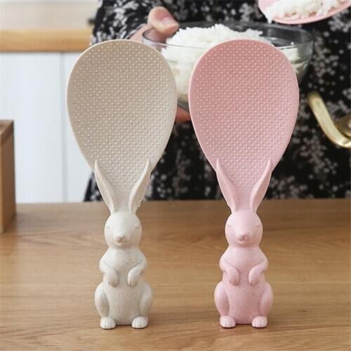 Rice Shovel Wheat Straw Rabbit Spoon Can Stand Up Rabbit Rice Cooker Rice Spoon Creative Non-stick Rice Cartoon Rice Spoon