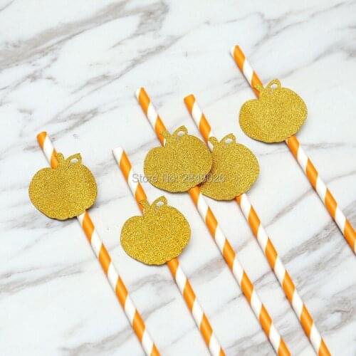Lovely Little Pumpkins Rose Gold Straws,Baby Shower Decorations