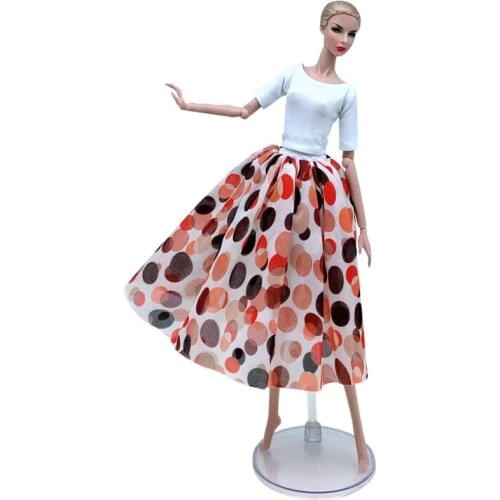 Fashion Colorful Polka 11.5" Dolls Outfit For Barbie Doll Clothes White Shirt Top Middle Skirt 1/6 BJD Accessories Kids Toy Gift