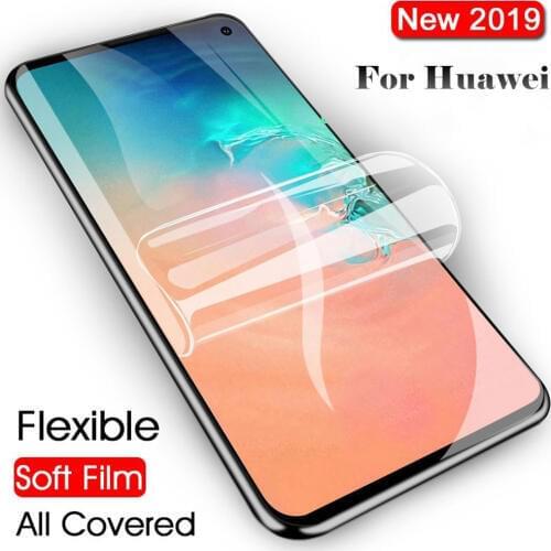 Soft full cover for huawei y6 y7 2019 prime 2018 pro hydrogel film protective film phone screen protector y9 2019 Not Glass