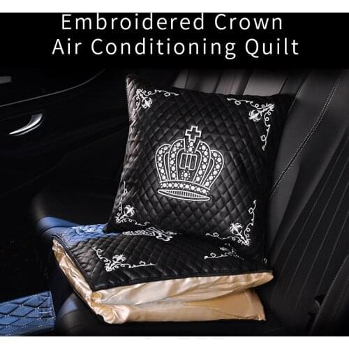 Crown Embroidery crystal Plush Auto Car Seat Neck Bolster Waist Pillow and air conditioning quilt High-end household quilts