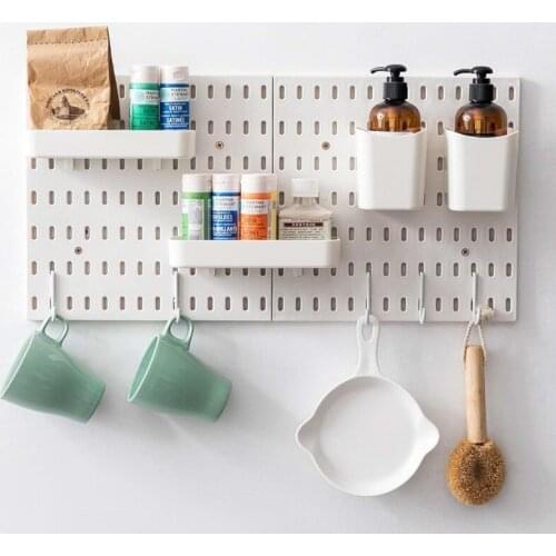 Wall-Mounted Hanging Board Hook Hole Plate Storage Rack Shelf DIY Living Room Storage Holder Wall Decor Display Stand Organizer