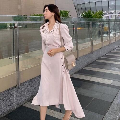 New arrival comfortable autumn spring formal long dress temperamental solid work style elegant cute wild asymmetrical dress