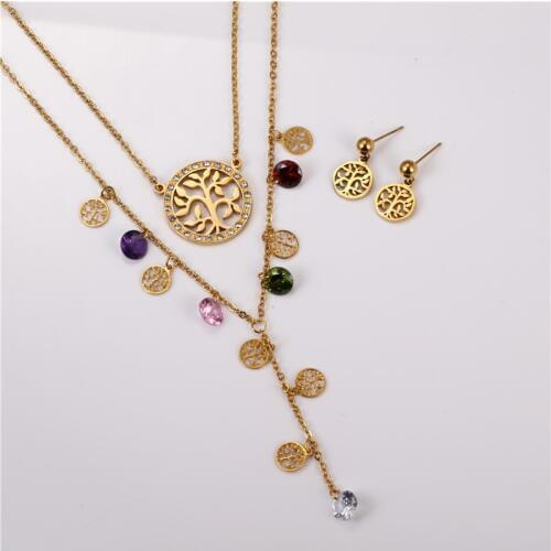 OUFEI Stainless Steel Jewelry Sets Chain Chocker Necklace Set Earrings 2020 Fashion Jewellery Accessories Free Shipping