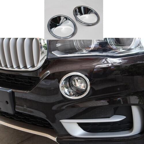 Front Fog Light Lamp Bumper Grille Cover Trim For BMW X5 2014 2015 2016 2017 2018 ABS Silver