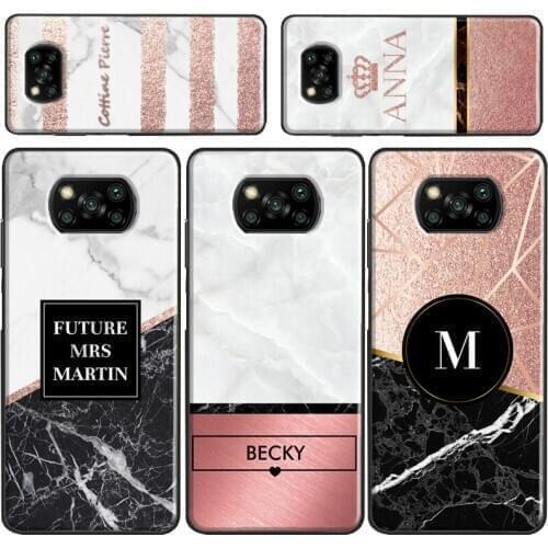 PERSONALISED ROSE GOLD NAME Initials Case For Xiaomi Redmi 9 A 9C 8 T 7 For Redmi Note 9S 10 Lite Mi 10 Ultra POCO F2 Pro X3