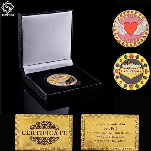 USA Angel Poker Chip Welcome To Nevada Las Vegas Casino Collectible Gold Coin Lucky Token Metal Coin Gifts W/ Luxury Box