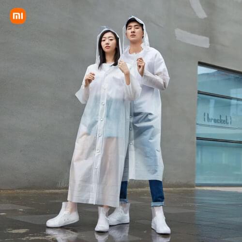 New Youpin Women men EVA Transparent Raincoat Portable Outdoor Travel Rainwear Waterproof Camping Hooded Rain Cover