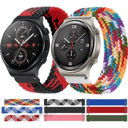 22mm 20mm Braided Solo Loop Band for Huawei GT2 Pro bracelet Samsung Galaxy watch 3 41mm 46mm active 2 40mm 44mm Gear S3 Strap