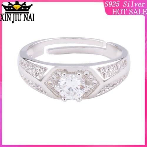 Luxury platinum-plated male diamond ring micro-set classic single-diamond male movable mouth adjustable business ring