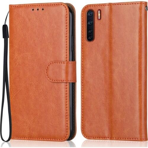 Folio Luxury Leather Case for On OPPO F15 Wallet Stand Flip Case Phone Bag with Strap