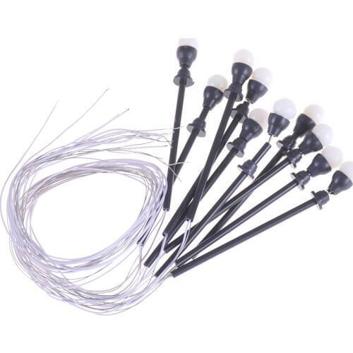 Garden Lamp with Wires and Bulbs for Landscape Durable 10pcs/pack 6V 1W Lamppost HO Scale 1:100 Single Head Model Lights Model