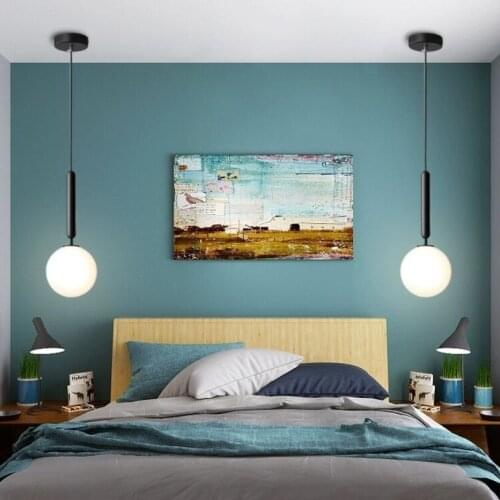 Nordic Glass pendant lights Suspension Hanging Light Living Room Modern Black Brass Pendant Lamp for Bedside Decor