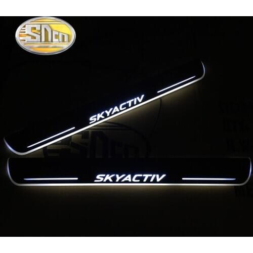 SNCN Waterproof Acrylic Moving LED Welcome Pedal Scuff Plate Pedal Door Sill Pathway Light For Mazda 3 2015 - 2019 2020