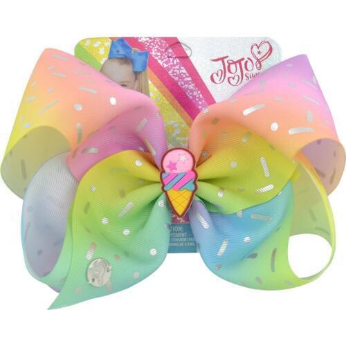 1piece 8" JoJo Bows Jojo Siwa Mermaid Unicorn Rainbow Printed Bow For Girls Handmade Boutique JoJo Clip Hair Accessories