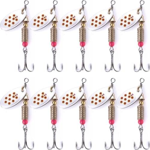10Pcs 2# Sequins Very thin arch holds the petal Spinner bait Spoon Lures With Treble Hooks Artificial Bait Lake Fishing Tackle