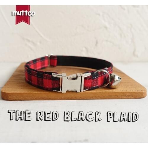 10pcs/lot MUTTCO Retailing grid handmade cat collar THE RED BLACK PLAID durable pet necklace collar 2 sizes UCC074