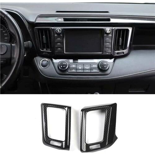 2Pcs/set Car Dashboard Central Console Air Outlet Vent Frame Cover Stickers For Toyota RAV4 2013-2019 Interior Auto Styling