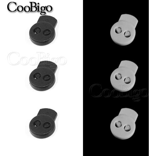 20pcs Plastic Black White Cord Lock Stopper Toggles Clip Buckles for Bags Garments Shoelace Backpack Lanyard DIY Accessories