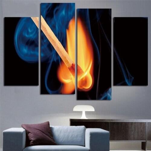 2017 Living Room Home Decoration4 Panels Burning Matchstick Canvas Painting Unframed Painting On Canvas Cuadros Decoracion