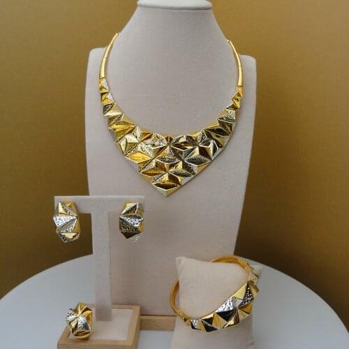 2018 Yuminglai African Traditional Jewelry Dubai Gold Jewelry Sets for Women FHK5707