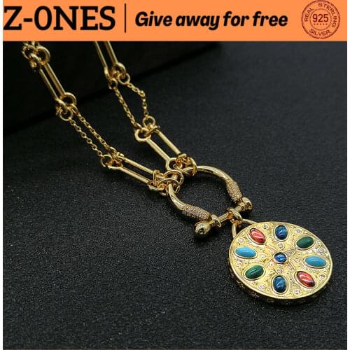 2021.7 month new S925 sterling silver Monaco jewelry golden necklace Roman style original blue stone jewelry gift