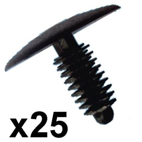 25x For Plastic Car Trim Clips- Fits 6-7mm hole- 24mm Head