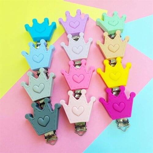 3Pcs Silicone Crown Pacifier Clips Food Grade Silicone DIY Baby Pacifier Dummy Teething Soother Nursing Jewelry Making