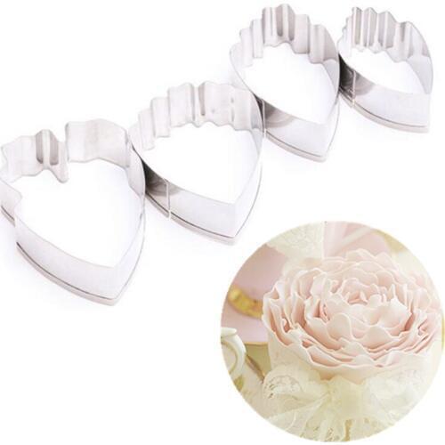 4PCS/Set Newest Small Size Peony Flower Cutter Sets Stainless Steel Clay Gum Cookie Cake Decorating Tools Flower Cake Molds